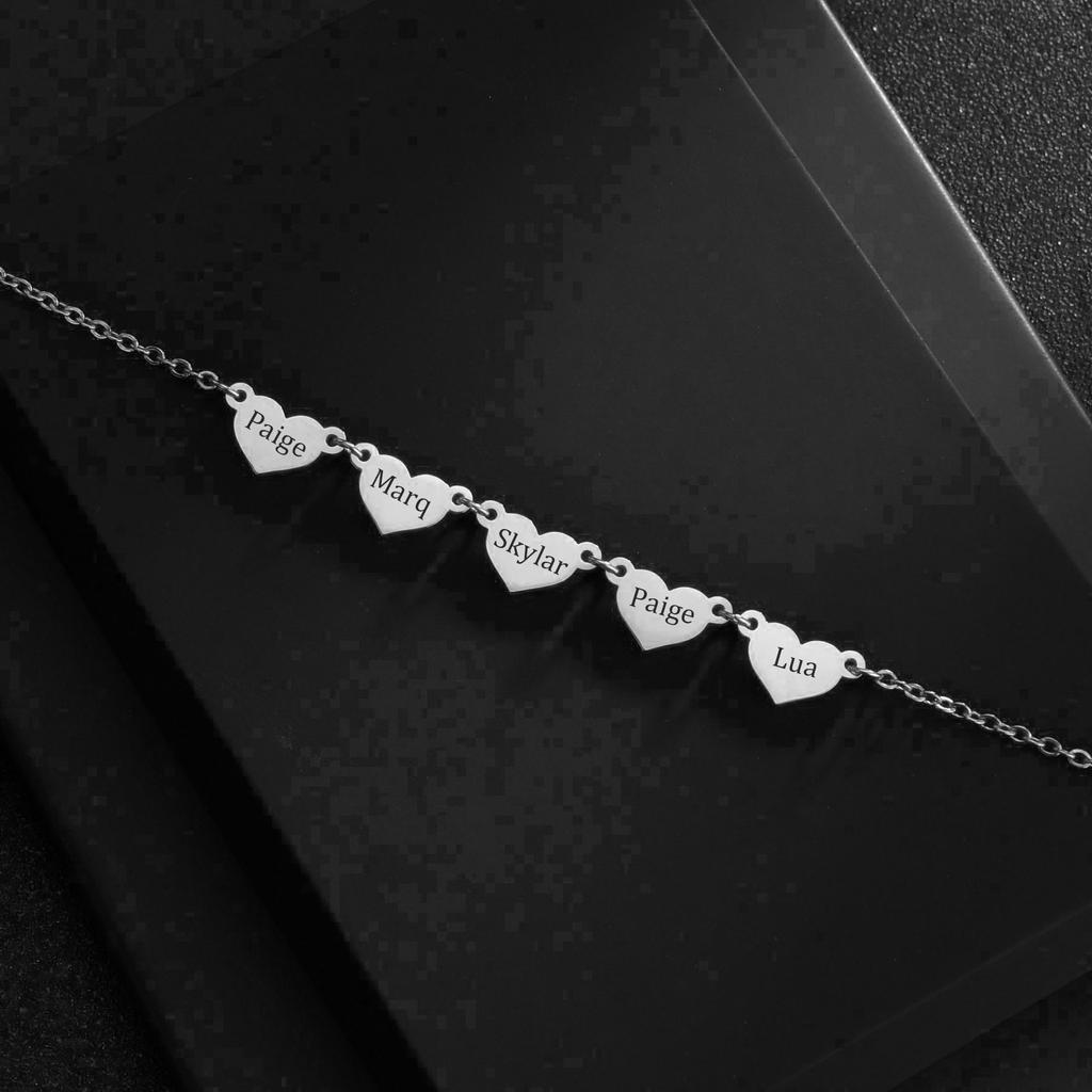 Sifisrri Customized Heart Family Name Bracelet For Women Men Stainless Steel Personalized Nameplate Gold Color Jewelry