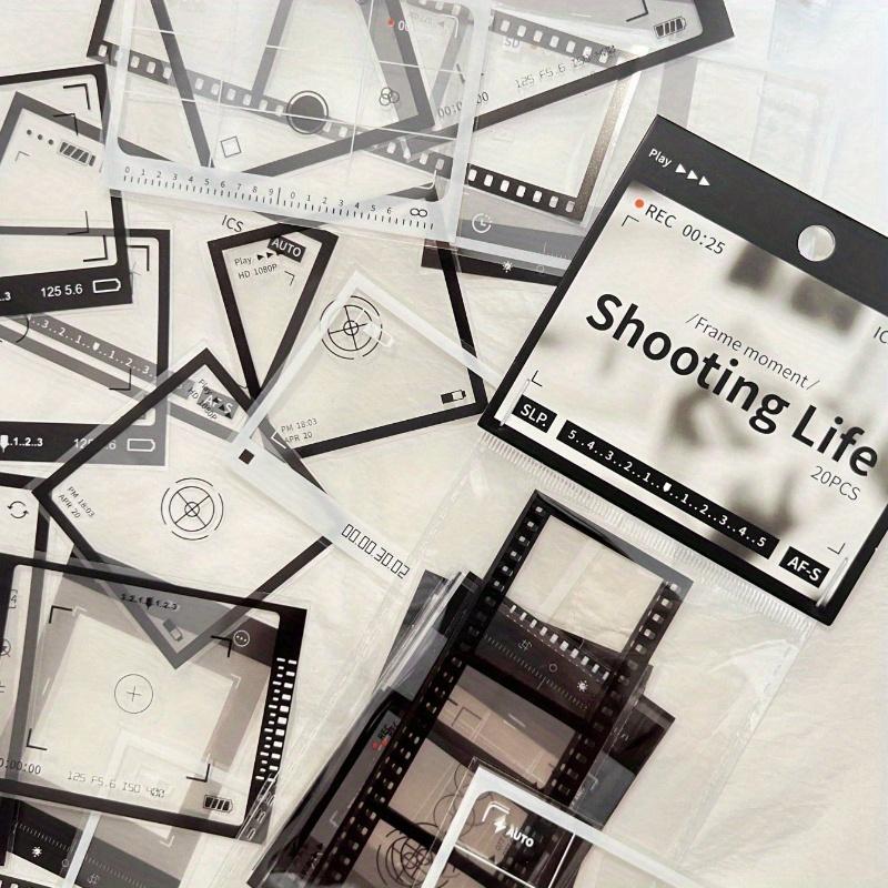 Time Film Series]1pack Retro Black & White Film Decorative Sticker Set Scrapbook Supplies School Supplies for Diy Scrapbooking Frames, 20pieces/Pack