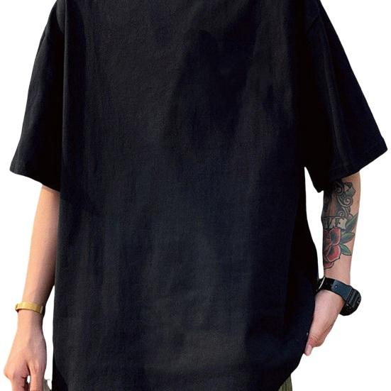 Summer Men T-shirt Round Neck Solid Color Casual Style Half Sleeve Loose Pullover Daily Wear Youthful Teenager Sport Top