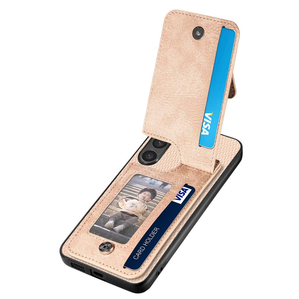 For Samsung Galaxy S25 Edge Case Leather Phone Back Cover with Zipper Card Holder Kickstand