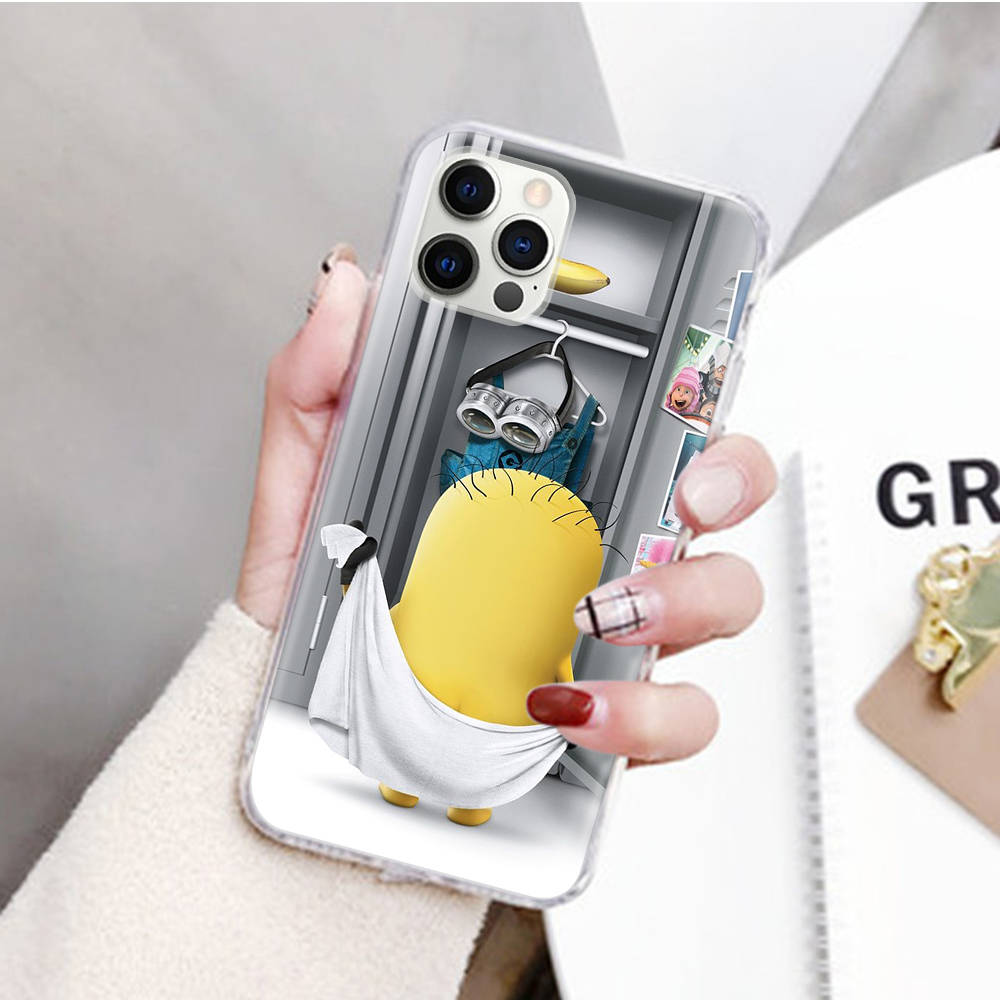 JM33 Желтый Миньон Прозрачный чехол для Samsung A04 A14 A23 M33 M53 Realme 10 9 C35 C55 VIVO Y02 X80 Infinix Hot 30 Note 11 Tecno Spark 8P Pro