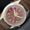 AUTOMATIC 7019A VINTAGE SEIKO 5 JAPAN MENS MAROON COLOR DIAL WATCH A701412-5 R206b-a701412