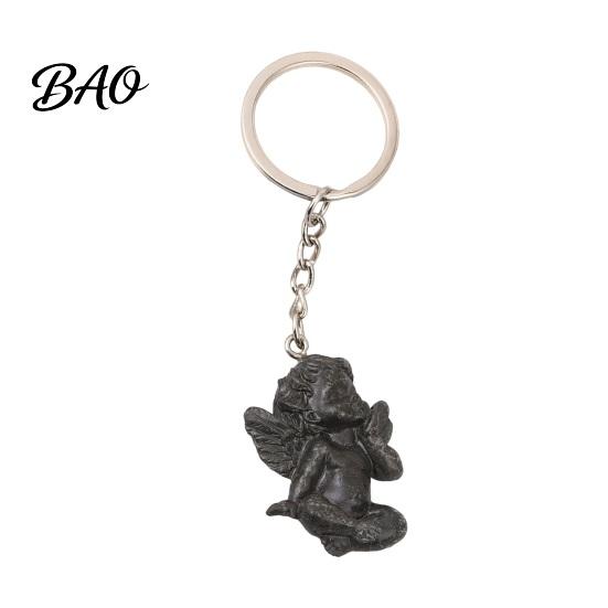 Solid Workmanship Keychain Angel Keychain, 3D Relief Little Key Ring, Zinc Alloy Cherub Fade-resistant Ring Holder for Men Women, Retro Bag
