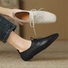 Fashion New Genuine Leather Lace Loafers Spring/Autumn Round Toe Low Heel Women Pumps Shoes for Women Ladies Shoes Comfort Flat Shoes