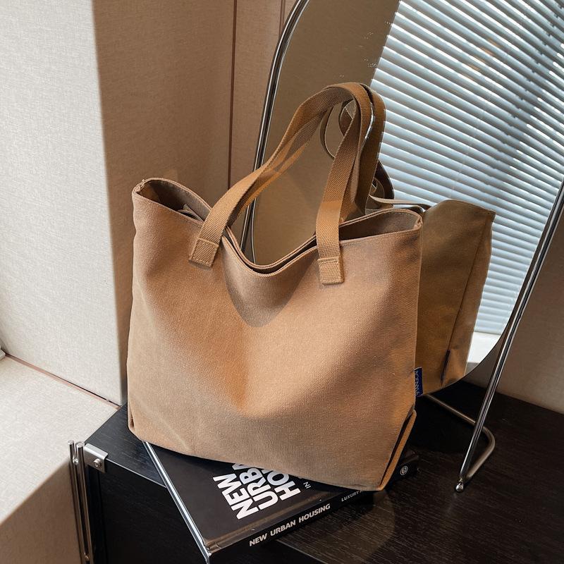 Холщовая сумка большой вместимости, сумка через плечо, ретро сумка-тоут, рабочая, для поездок, для студенток, для занятий, женская