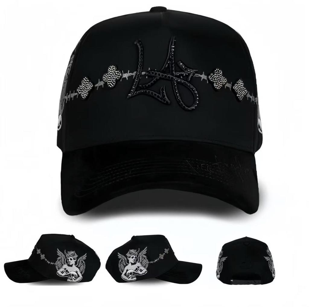 High Quality 5-Panel Curved Brim Baseball Cap with Rhinestone Embellishments Terry Fabric Dobby Style-Sporty Unisex Adult Hat