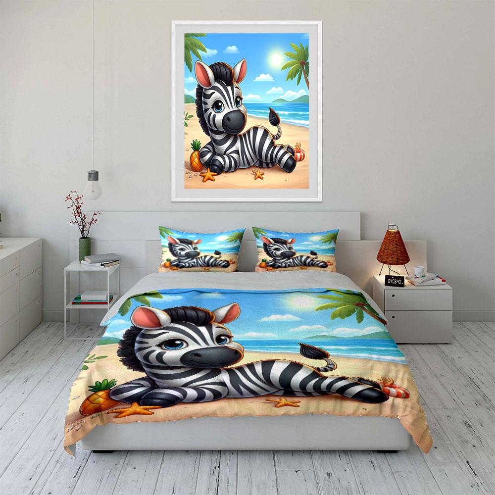 "Charming zebra beach vibes" Bedding sets Duvet covers Pillowcases(1* Duvet Cover 2* Pillowcases without duvet insert)