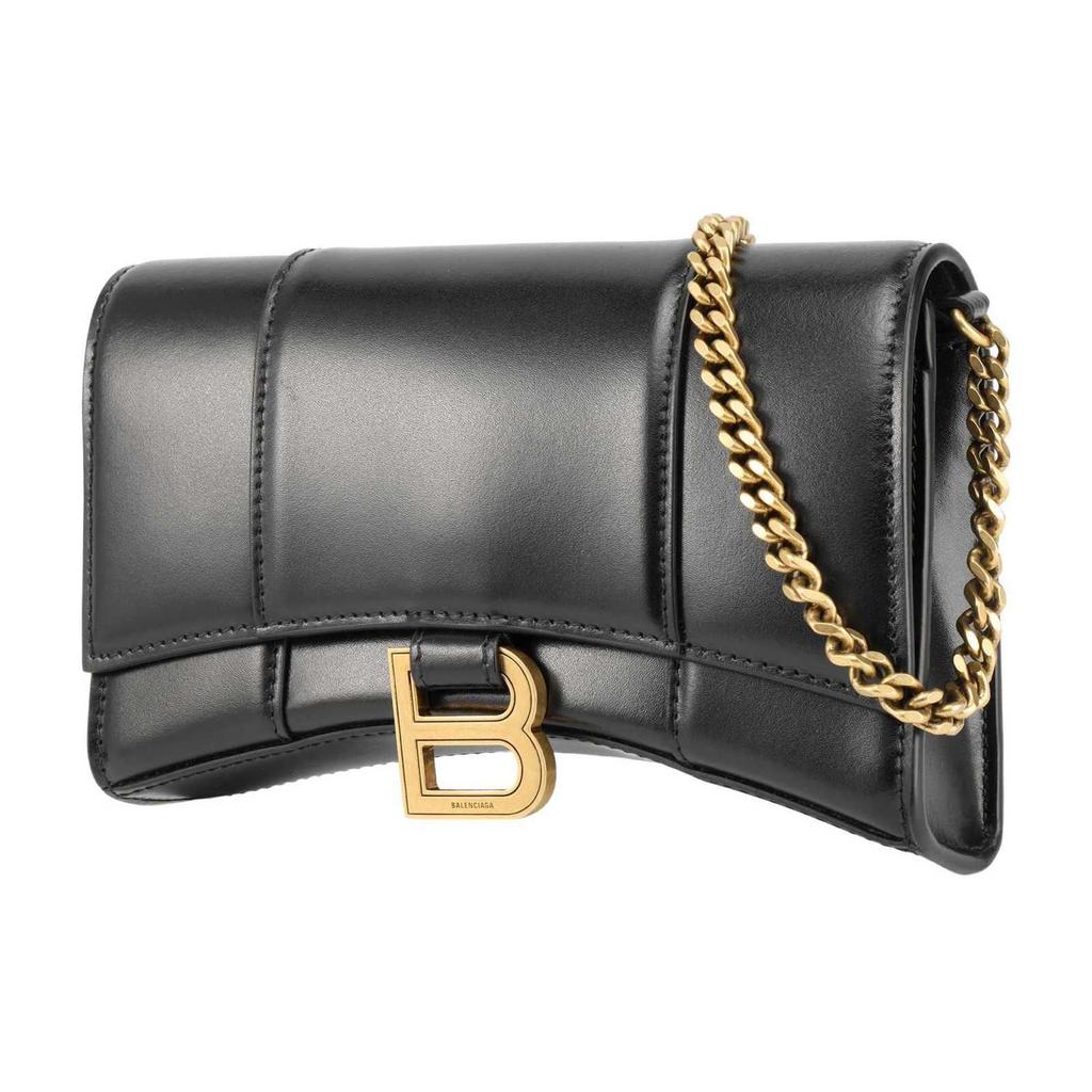 Balenciaga Hourglass Bag With Gold Chain And Internal Zipper Pocket In Calfskin Mini Women bags Black 656050-1QJ4M-1000