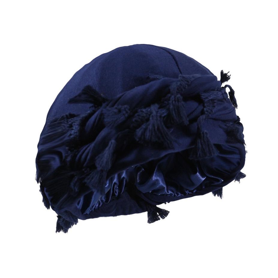Tassel Durag Satin Lined Skull Cap, Soft Cotton Pirate Head Wrap, Adjustable Fringe Tassel Bandana, Hip Hop Hair Protection Bonnet for Men Women