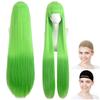 CaseEden Cosplay Wig, Smooth, Long, 100cm, Heat-Resistant, Light Green, Includes 2 Wig Nets