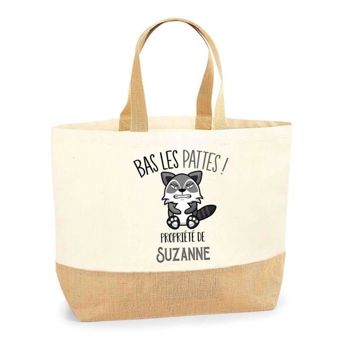 Sac cabas - PLANETEE - Suzanne Bas les pattes Raton laveur - Jute - Motif raton laveur - Imprimé en France