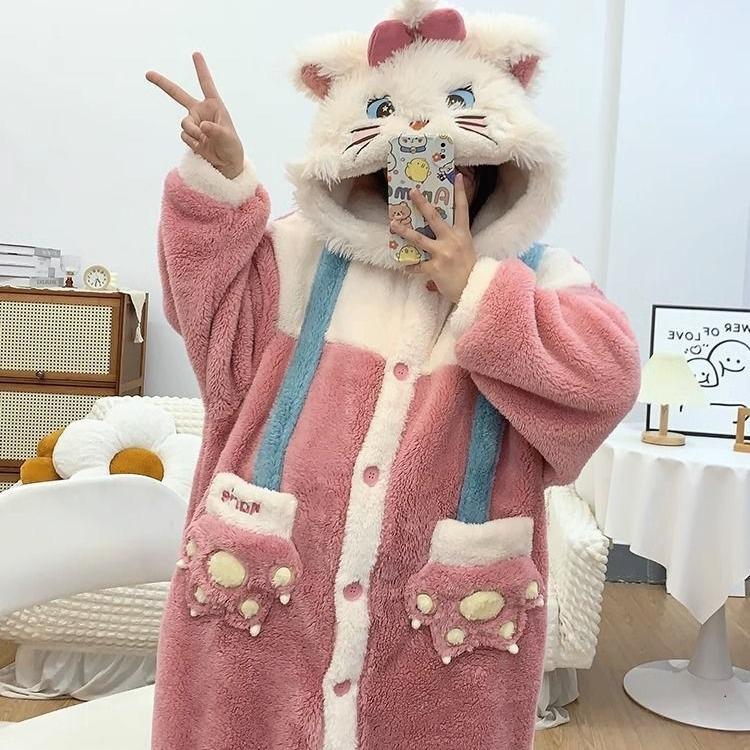 Adult Mary Cat Cosplay Costume Robe Onesie Anime Pajamas Halloween Cartoon Pajamas