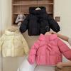 Korean Style Girls Down Jacket Winter Children's 90 White Duck Down Short Croissant Buckle Thick Hooded Jacket