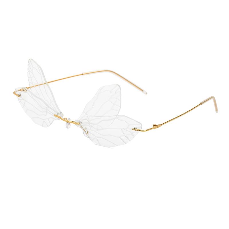 Солнцезащитные очки Dragonfly, женские дизайнерские солнцезащитные очки Wing, женские солнцезащитные очки Tide с двойными линзами для вечеринок и танцев, без оправы