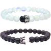 UEUC King&Queen Crown Distance Couple Bracelets His and Her Friendship 8mm Beads Bracelet
