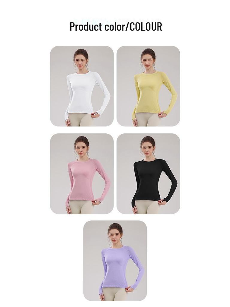 Женский быстросохнущий спортивный топ телесного цвета с длинным рукавом для пилатеса, йоги, бега, езды на велосипеде и фитнеса