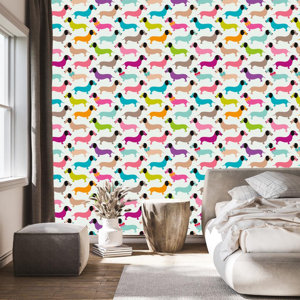 Colorful Dogs Wallpaper for Living Room and Bedroom 50x1000