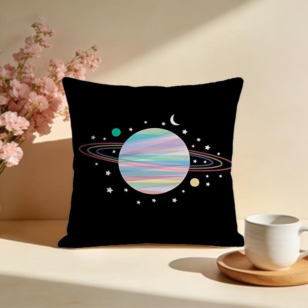 Whimsical Cartoon Planet Cushion Cover Soft Pillow Cases for Home Bedroom Living Room Sofa