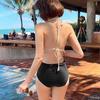 Korean ins style swimsuit female split bikini sexy small breasts gather high waist to cover belly and look thin knitted swimsuit