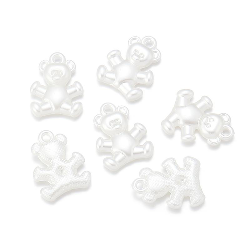 Imitation Pearl White Beads Bow Heart Mini Bear Loose Acrylic Beads For DIY Handmade Earrings Necklace Pendant Accessories