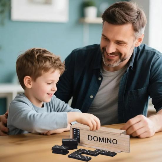 Набор черных домино дубль 6, 28 штук/набор, с деревянной коробкой для хранения, портативный, дорожный, для детей, взрослых, для семейного вечера, вечеринки, классическая настольная игра с плитками