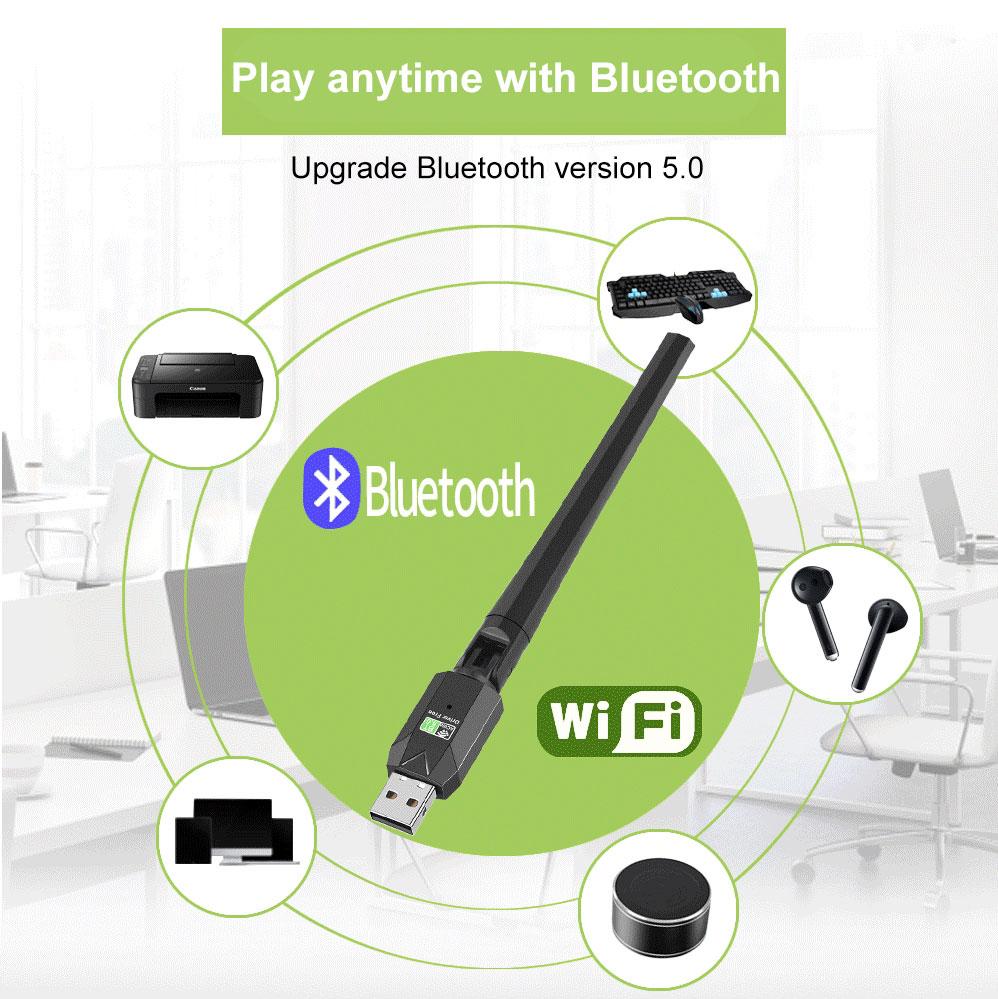 USB-адаптер Wi-Fi Bluetooth 5.0 со скоростью 600 Мбит/с и двухдиапазонная Wi-Fi-антенна 2,4G 5 ГГц Карта 802.11ac USB-приемник Ethernet Беспроводная сеть для компьютера