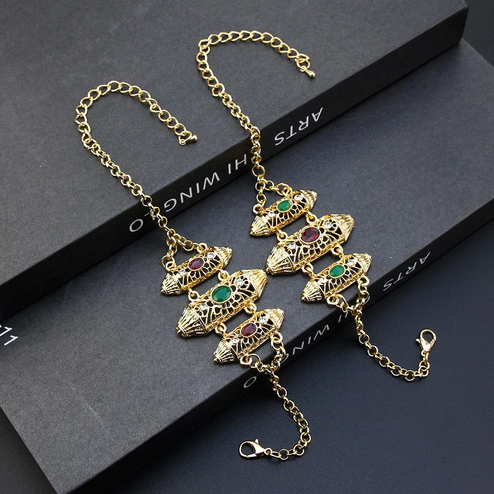 Женский браслет золотого цвета, полый арабеск, браслет-цепочка для невесты в этническом стиле, арабские свадебные украшения