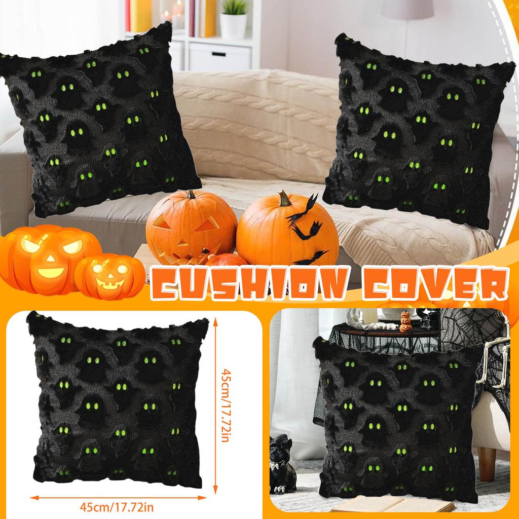Halloween Pillow Covers 18x18 Inch Throw Pillow Cases Soft Plush Faux Wool Couch Cushion Case For Chair Sofa Bedroom Room Home Decor