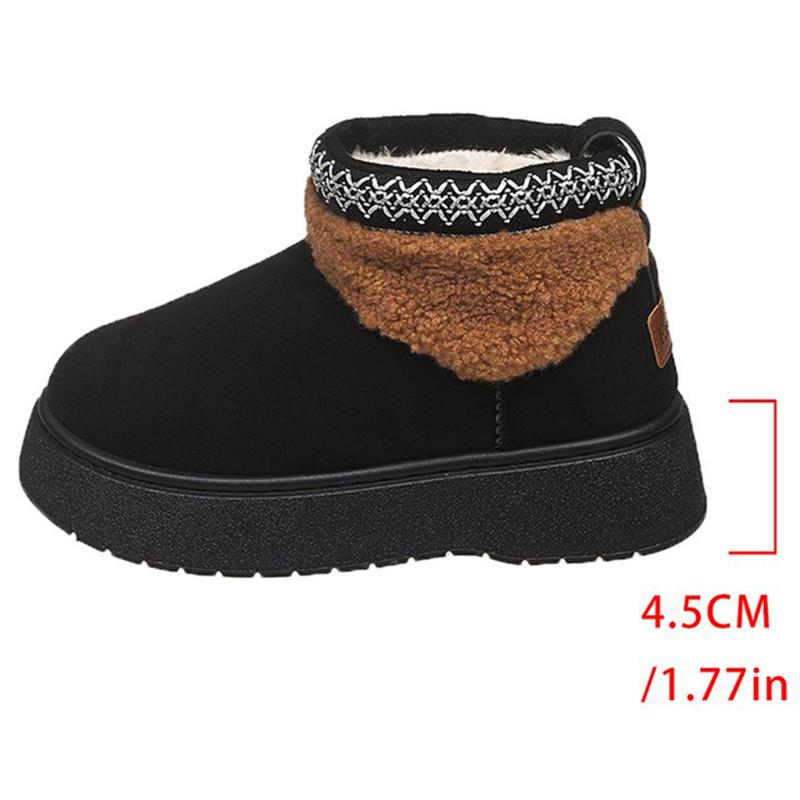 Модные черные ботинки на платформе для женщин, зимние утепленные теплые плюшевые ботильоны, женские ретро ботинки из искусственной замши, нескользящая хлопковая обувь для леди