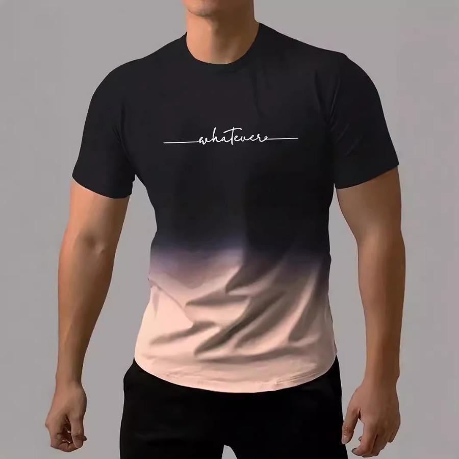 Большие размеры Мужская футболка 3D-принтованные футболки Мужские простые градиентные модные трендовые футболки с коротким рукавом Повседневная летняя одежда