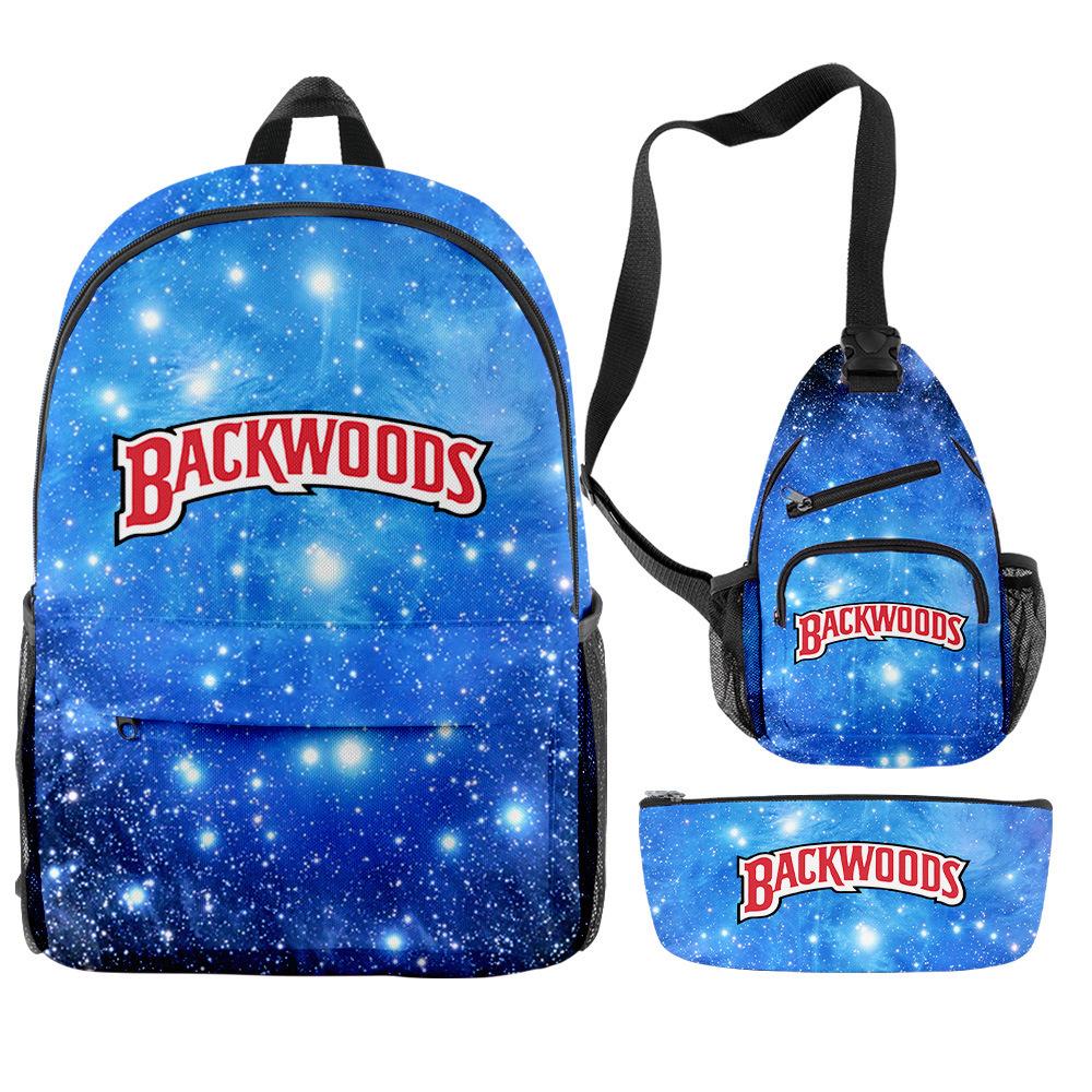 Backwoods Cigar 3D Цифровая Печать Модный Кампус Уличный Рюкзак Набор из Трех Предметов