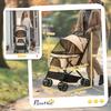 Pet Stroller Pushchair Foldable Travel Dog Cat Carriage w/ Reversible Handle Brake Basket