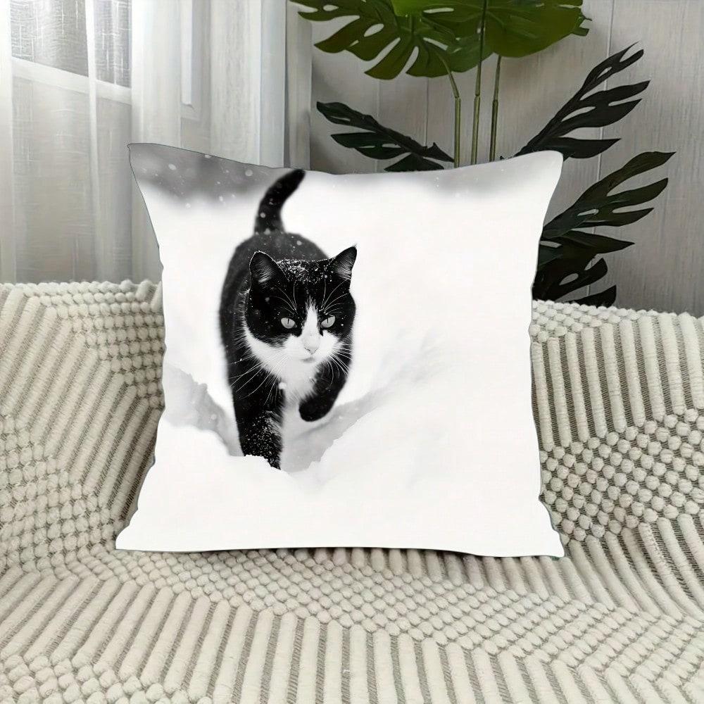 1pc 18x18 Inch Bohemian Black Cat Pillowcases - Elegant Home Decor For Valentine'S Day, Easter, New Year, Birthdays - Fits Sofa, Bed, Car - No Insert