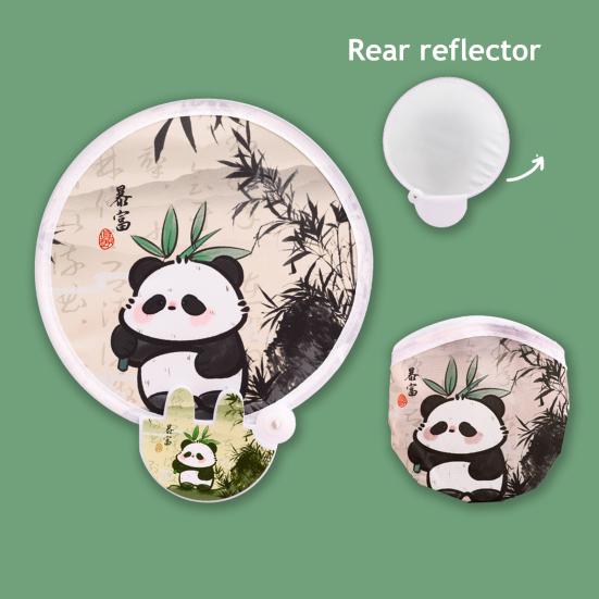 Складной круглый веер с рисунком из мультфильма и отражателем для фотографий, портативный, легкий, карманного размера, для путешествий на природе, кемпинга, пикника, лета, ручной вентилятор