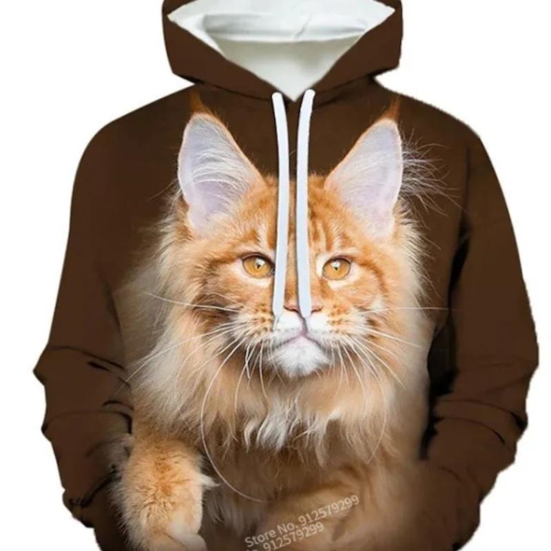 Personality Cool Sweatshirts Pullover 3d Cat Print Hoodie Men/women Fashion Long-sleeved Hoodies
