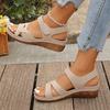 Fashion Casual Peep Toe Platform Wedges Women Sandals Hollow Out Leather Cross  Hook & Loop Beach Shoes Size 36-43