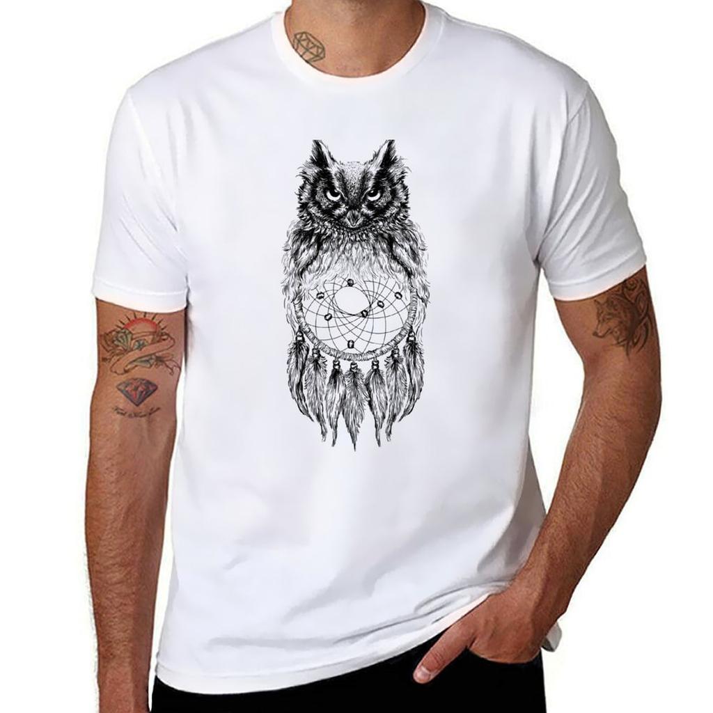 Dreamy Owlblack Tshirt Active Sports Short Sleeve Cotton Shirt