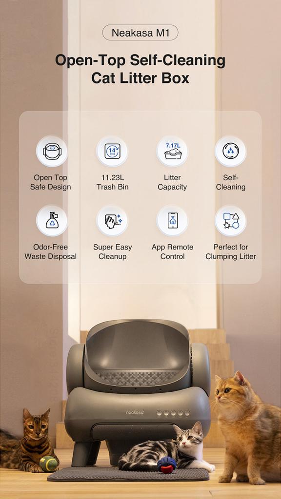 Neakasa M1 Neabot Открытый самоочищающийся автоматический кошачий туалет без запаха Самозащищающаяся песочница для кошек Умный кошачий туалет