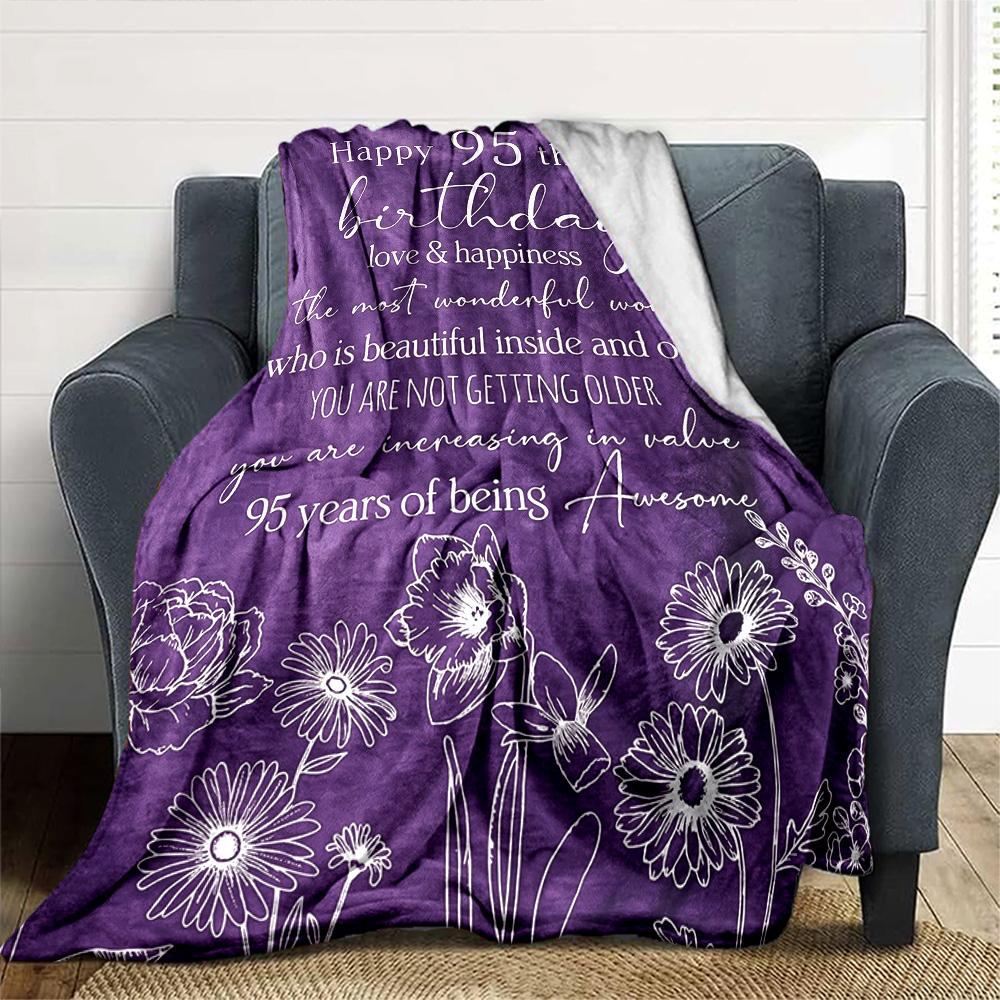 95Th Birthday Celebration Lightweight Blanket Comfortable ure Throw For Sofa Couch Office Bed Picnics for All Occasions Digital Print Gift Y28