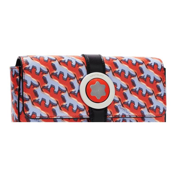 Montblanc X Maison Kitsuné Сотрудничество Повседневная Кожаная Сумка-Клатч с Логотипом Crossbody Мужские Сумки Оранжевый 129017