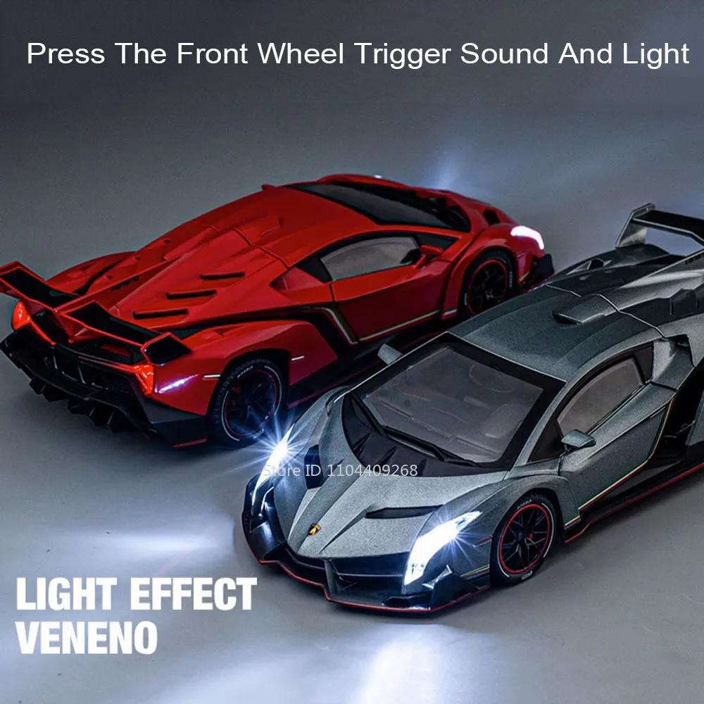 1:24 GTR IE EVO 720S Huayra Veneno Sian LP770 Car Model Toy Metal Diecast Music Light Doors Opened Simulation Vehicles for Boys