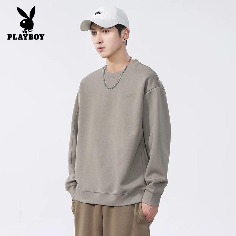 PLAYBOY Men's Casual Crew Neck Long Sleeve T-Shirt