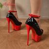 Fashion Aphixta Hot Sale Party Disco Dance Peep Toe Pumps Women 5.5cm Platform Red Belt Buckle Super High Thin Heels Pumps Large Size 46