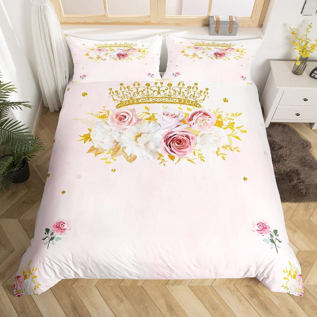 Luxury Crown Duvet Cover Set Vintage Red And Black Comforter Cover Romantic Wedding Queen King Bedding Sets Valentines Day Gift