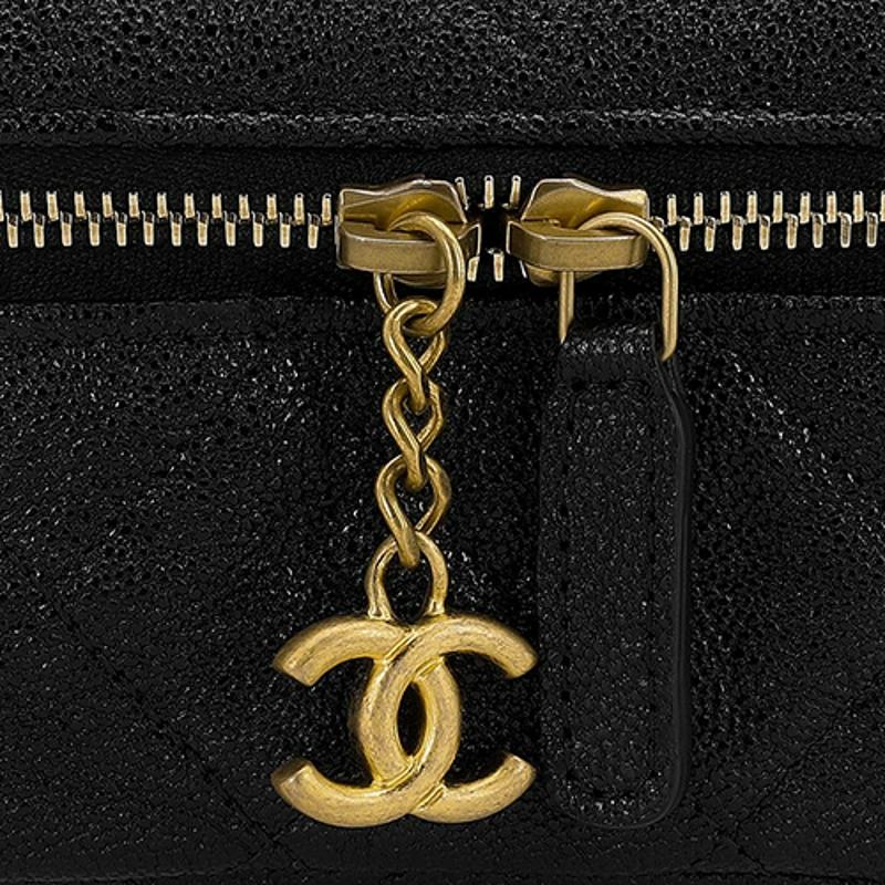 Chanel Золотая пряжка Однотонный Модный Кожаная цепочка Ромбовидный узор Кожа личи Сумка-коробка Сумка на плечо Маленькая Женская Черный
