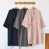 Unisex Japanese-Style Mid-Length Yukata: 100% Cotton Gauze Bathrobe for Spring/Summer