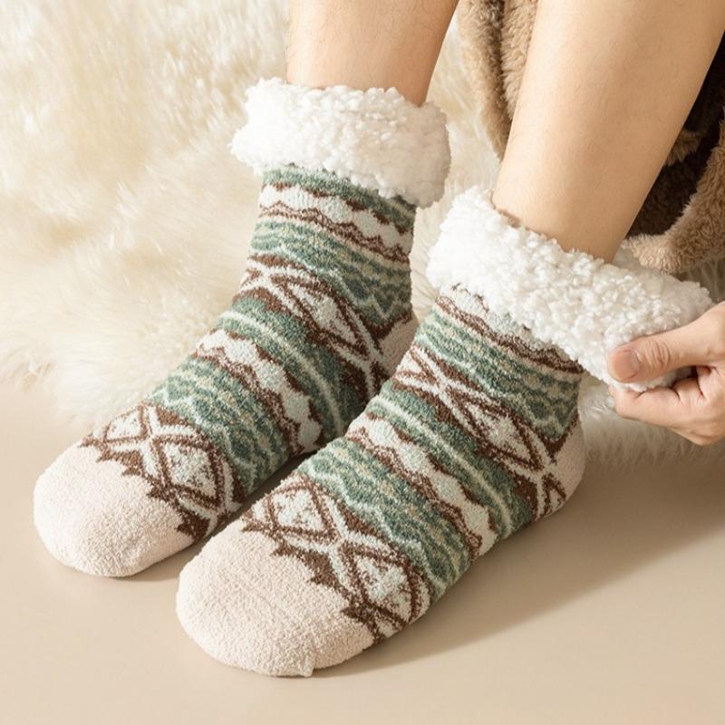 Ethnic Style Warm Socks Winter Home Floor Socks Thick Plush Men's Socks