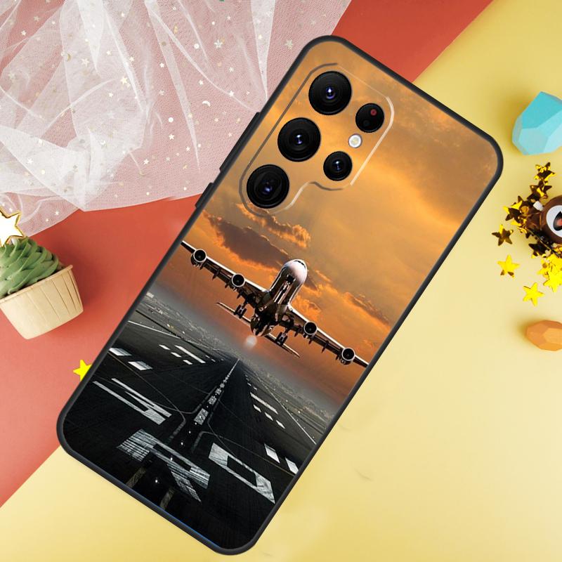 Чехол с рисунком самолета для Samsung Galaxy S24 S23 S22 Ultra S21 S20 FE Note 20 Note 10 S8 S9 S10 Plus