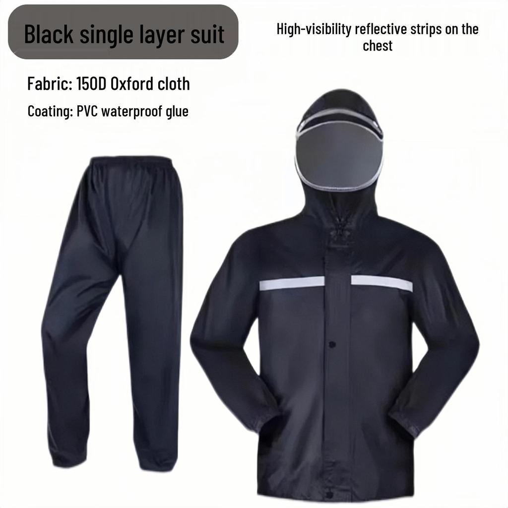 Темно-синий светоотражающий дождевик и брюки для мужчин - Водонепроницаемый, Утепленный, Раздельного типа, Идеально подходит для работников служб безопасности и санитарии