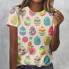 Summer Round Neck 3D Egg Party Print Top Fashionable Casual Short Sleeved Women's T-shirts
